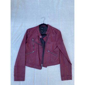 Faux Leather Jacket Maroon